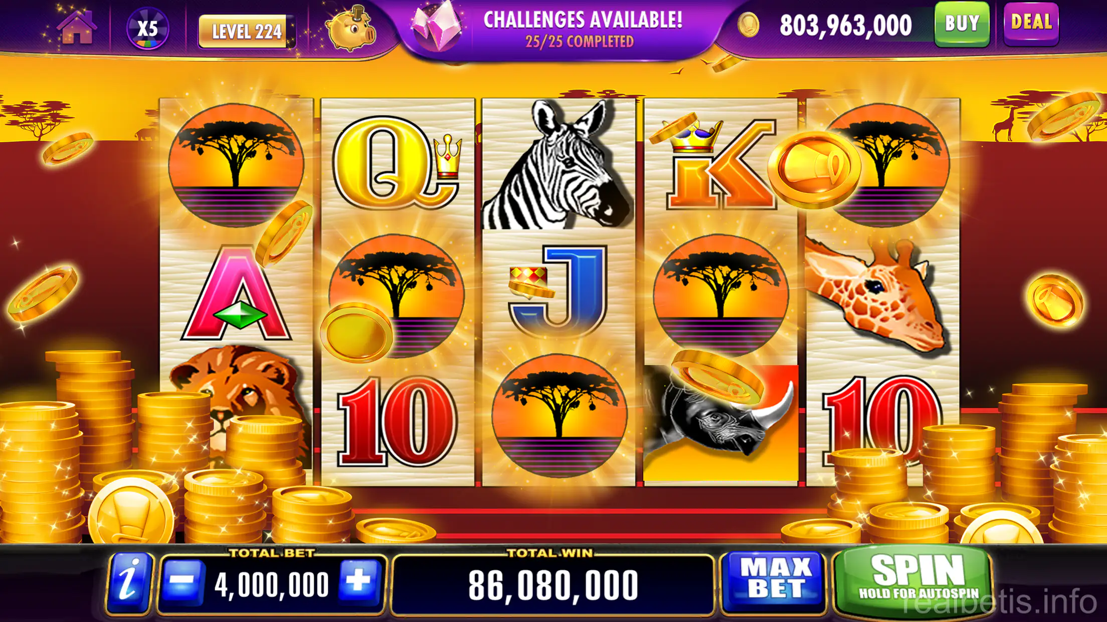 Interface de slots online